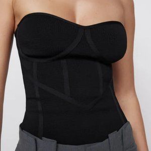 NWT Zara Black Knit Bustier Top, M, Bloggers Favorite